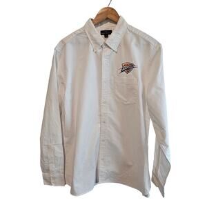 Oklahoma City Thunder Basketball Button Up Mens Lg White OKC NBA Preppy Retro